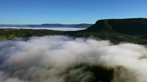 Drone flight over the clouds in the Blue Mountains, New South Wales, Australia Stock Footage 262942845