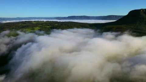 Drone flight over the clouds in the Blue Mountains, New South Wales, Australia Stock Footage 262943237