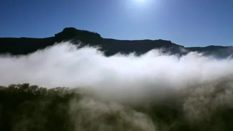 Drone flight over the clouds in the Blue Mountains, New South Wales, Australia Stock Footage 262943514