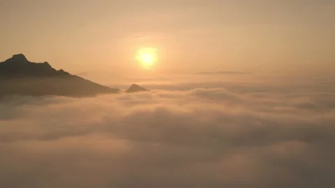 Drone flight over the clouds during sunrise. Stock Footage 196851280