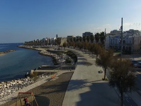 Drone Flight over the coast with beautiful sea Stock Footage 72454432