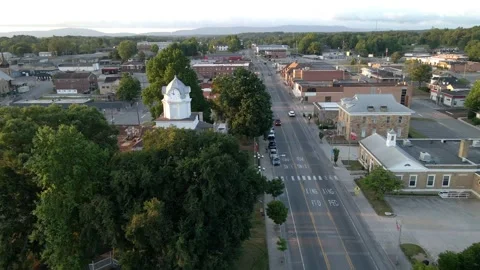 Drone Flight Over Courthouse Clock Tower Stock Footage 292500547