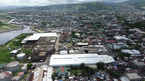 Drone flight over crowded residential neighborhood in Cebu Philippines 16 Stock Footage 334053252