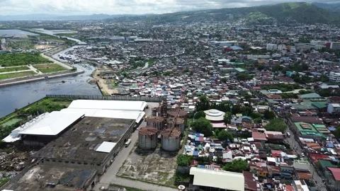 Drone flight over crowded residential neighborhood in Cebu Philippines 17 Stock Footage 334053440