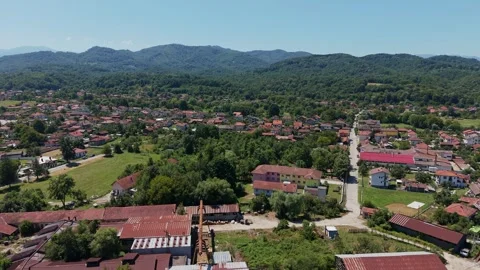 Drone flight over dense green forest in the Bulgarian mountains Stock Footage 344628423