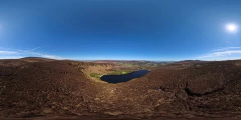 Drone Flight Over Eagles Crag Toward Lough Bray Lower Stock Footage 344042885