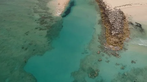 Drone Flight Over East Palm Beach and Canal, Grand Bahama, Bahamas Stock Footage 89142292