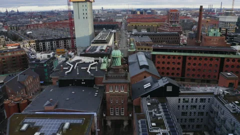 Drone Flight Over The Elephant Tower And Carlsberg Stock-Footage 148156863