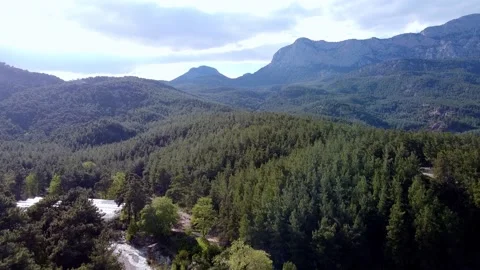 Drone flight over an emerald mountain lake Stock Footage 153065019