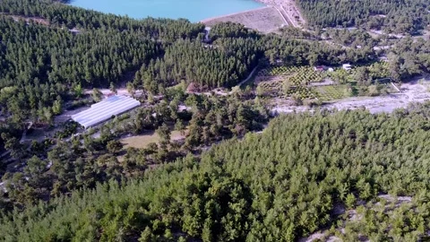 Drone flight over an emerald mountain lake Stock-Footage 153066510