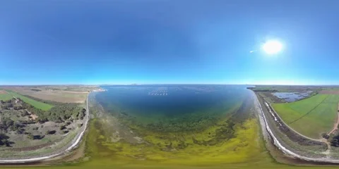 Drone flight over the Etang de Thau in the south of France Stock Footage 241427872