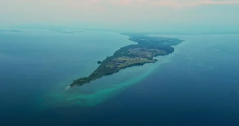 Drone flight over exotic Morotai Island seascape and coastline Stock Footage 328901593