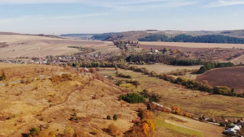 Drone flight over fall village. Stock Footage 118080975