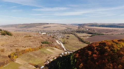 Drone flight over fall village. Stock Footage 118082452