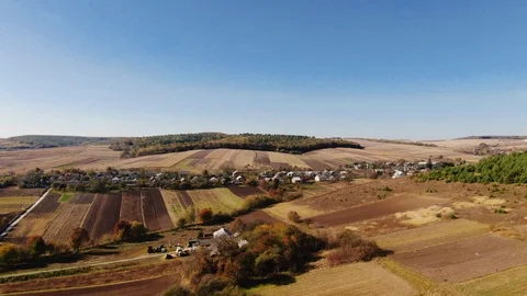 Drone flight over fall village. Stock Footage 118085486