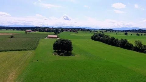 A Drone flight over field in Bavaria Germany Stock Footage 87775035