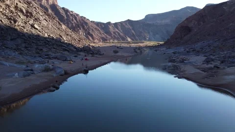 Drone Flight Over Fish River Canyon Trail and Rugged Mountains in Namibia 4K Stock Footage 337451203