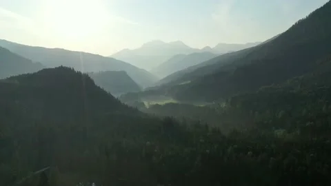 Drone flight over forest and mountains in Bavaria, Germany Stock Footage 138360803