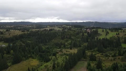 Drone flight over the forest in the mountains Stock Footage 260393965