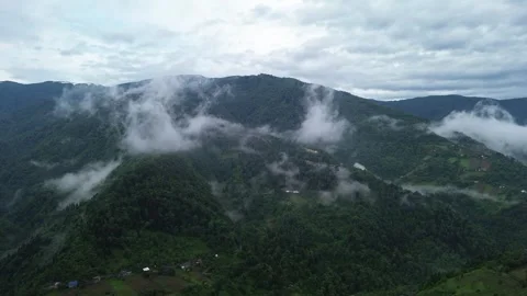 Drone Flight Over Forested Mountains, Clouds Parting at Sunrise, Adjara 스톡 동영상 337333430
