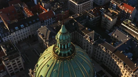 Drone Flight Over Frederick'S Church Copenhagen Stock Footage 128644923