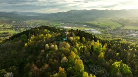 Drone Flight Over Fresh Green Hills in Spring Stock Footage 335538685