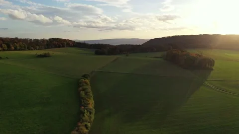 Drone flight over Germany landscape Видео 144384355