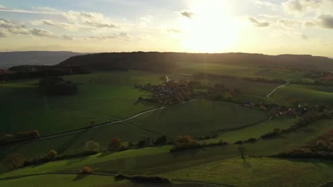 Drone flight over Germany landscape Stockbeeldmateriaal 144384561