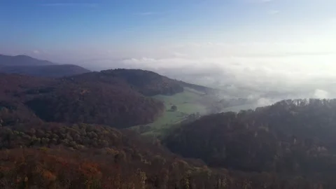 Drone flight over Germany landscape, Hohenstein Stockbeeldmateriaal 144385577