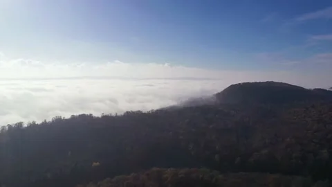 Drone flight over Germany landscape, Hohenstein Stockbeeldmateriaal 144385838