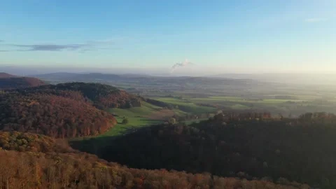 Drone flight over Germany landscape, Hohenstein Stock Footage 144386414