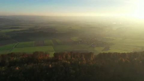 Drone flight over Germany landscape, Hohenstein Stock Footage 144386597