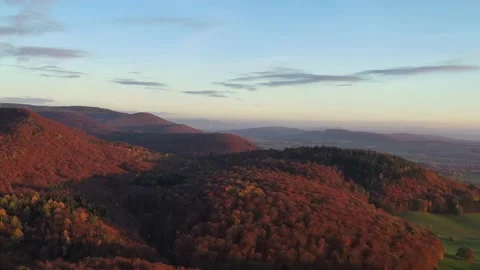 Drone flight over Germany landscape, Hohenstein 스톡 동영상 144386845