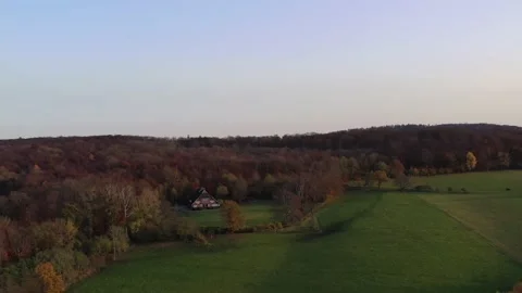Drone flight over Germany landscape Stockbeeldmateriaal 144386940