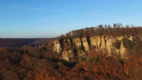 Drone flight over Germany landscape, Hohenstein Vidéo 144391243