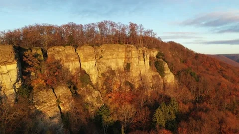 Drone flight over Germany landscape, Hohenstein Vidéo 144392565