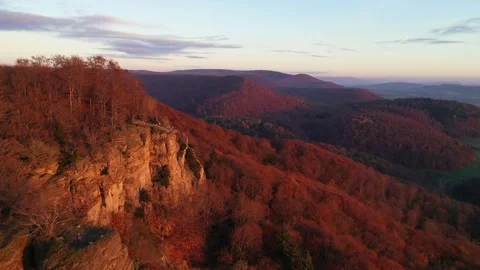 Drone flight over Germany landscape, Hohenstein Vidéo 144392594