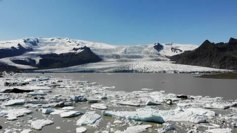 Drone Flight Over Glacier Bay and Icebergs Stock Footage 149276270