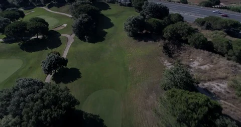 Drone flight over golf course Stock Footage 92088588