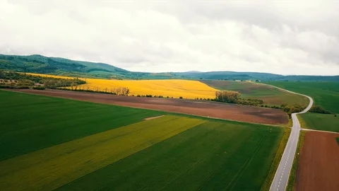 Drone flight over a green field 動画素材 129505567