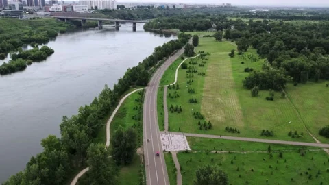 Drone flight over a green park in the summer Stock Footage 170885122