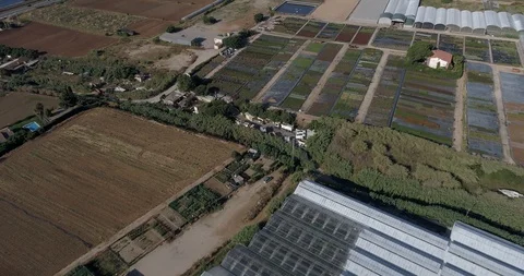 Drone flight over greenhouses in the Maresme region Stock-Footage 92089853