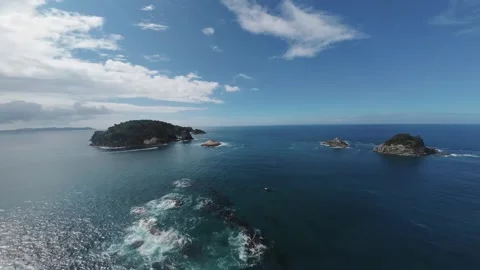 A Drone Flight Over Hahei Beach, Coromandel Peninsula, New Zealand Stock Footage 273618615