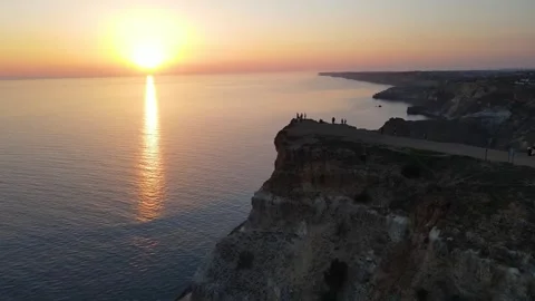 Drone flight over a high cape overlooking the sea. Stock Footage 254167835