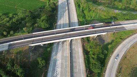 Drone Flight Over Highway Interchange Stock Footage 337363027