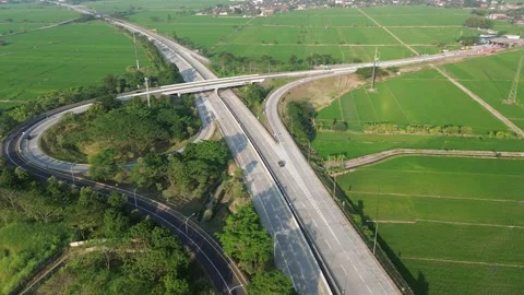Drone Flight Over Highway Interchange Stock Footage 337363038