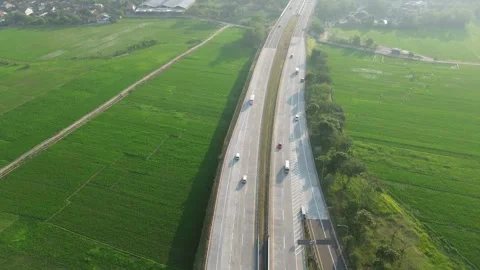 Drone Flight Over Highway Interchange Stock Footage 337363045