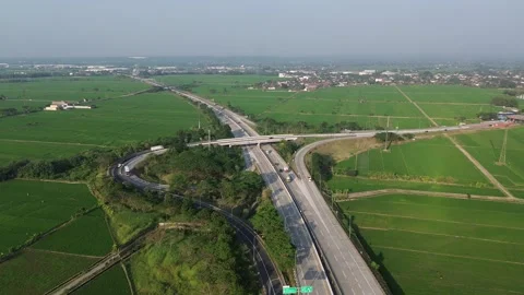 Drone Flight Over Highway Interchange Stock Footage 337363057