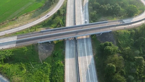 Drone Flight Over Highway Interchange Vídeo Stock 337363066