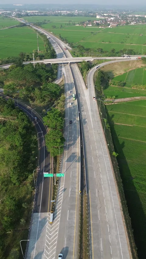 Drone Flight Over Highway Interchange Stock Footage 337363081